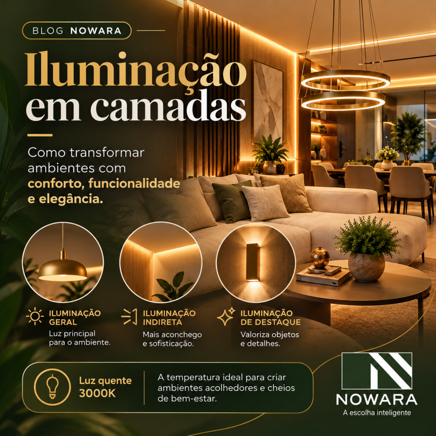 Iluminação em camadas: como transformar ambientes com conforto, funcionalidade e elegância